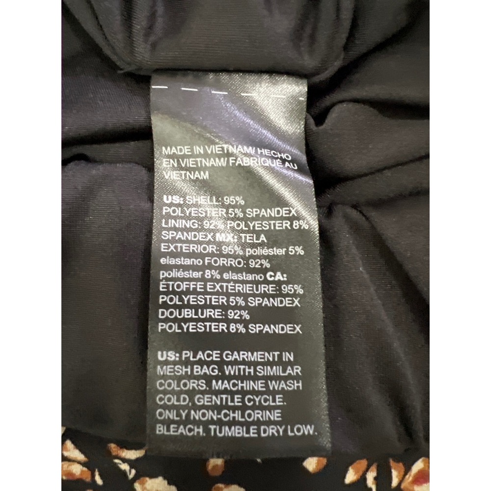 White House Black Market Midi Skirt Womens Size M Black Floral Ruched Front Slit - Picture 6 of 8